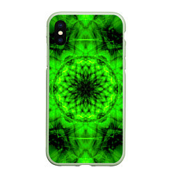 Чехол iPhone XS Max матовый Abstract Flower, цвет: 3D-салатовый