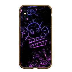 Чехол iPhone XS Max матовый League Of Legends неон - Arcane neon, цвет: 3D-коричневый