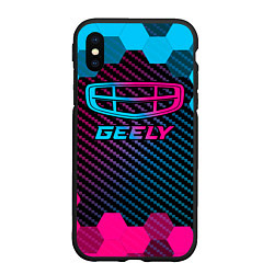 Чехол iPhone XS Max матовый Geely - neon gradient, цвет: 3D-черный