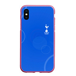 Чехол iPhone XS Max матовый Tottenham hotspur Голубая абстракция, цвет: 3D-малиновый