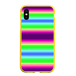Чехол iPhone XS Max матовый Яркие разноцветные размытые полосы, цвет: 3D-желтый