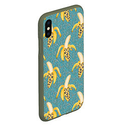 Чехол iPhone XS Max матовый Леопардовый банан паттерн, цвет: 3D-темно-зеленый — фото 2