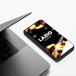 Чехол iPhone XS Max матовый Lazio legendary sport fire, цвет: 3D-черный — фото 2