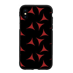 Чехол iPhone XS Max матовый Red Stars - Красные треугольные объекты в чёрном п, цвет: 3D-черный
