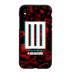 Чехол iPhone XS Max матовый Paramore rock glitch, цвет: 3D-черный