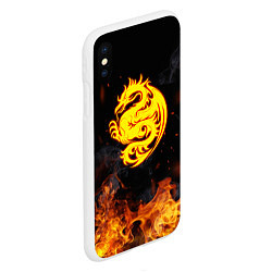 Чехол iPhone XS Max матовый Огнедышащий дракон и пламя, цвет: 3D-белый — фото 2