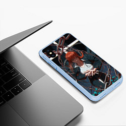 Чехол iPhone XS Max матовый Человек-бензопила : Макима, цвет: 3D-голубой — фото 2