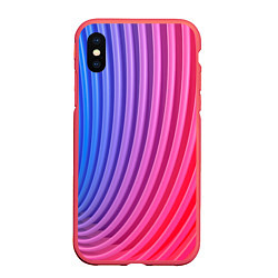 Чехол iPhone XS Max матовый Оптическая иллюзия с линиями, цвет: 3D-красный