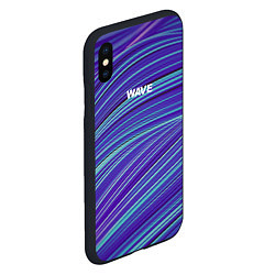 Чехол iPhone XS Max матовый Абстрактные волны Wave - синие, цвет: 3D-черный — фото 2