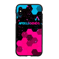 Чехол iPhone XS Max матовый Apex Legends - neon gradient: символ сверху, цвет: 3D-черный