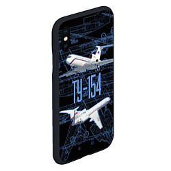 Чехол iPhone XS Max матовый Ту-154 Трёхдвигательный авиалайнер, цвет: 3D-черный — фото 2
