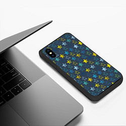 Чехол iPhone XS Max матовый Парад звезд на синем фоне, цвет: 3D-черный — фото 2