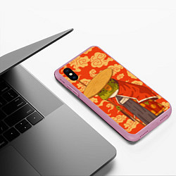 Чехол iPhone XS Max матовый Самурай-хранитель, цвет: 3D-розовый — фото 2