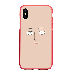 Чехол iPhone XS Max матовый One-Punch man Saitama face, цвет: 3D-красный