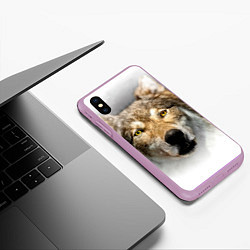 Чехол iPhone XS Max матовый Волк: зима, цвет: 3D-сиреневый — фото 2