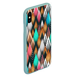 Чехол iPhone XS Max матовый Лес из стилизованный елей - паттерн, цвет: 3D-мятный — фото 2