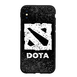 Чехол iPhone XS Max матовый Dota с потертостями на темном фоне, цвет: 3D-черный