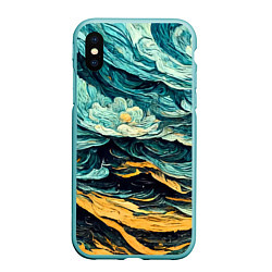 Чехол iPhone XS Max матовый Пейзаж в стиле Ван Гога, цвет: 3D-мятный