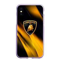 Чехол iPhone XS Max матовый Lamborghini - Жёлто-чёрный абстракция, цвет: 3D-светло-сиреневый