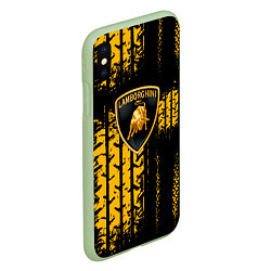 Чехол iPhone XS Max матовый Lamborghini - жёлтые следы шин, цвет: 3D-салатовый — фото 2