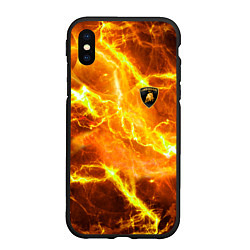 Чехол iPhone XS Max матовый Lamborghini - яркие молнии, цвет: 3D-черный