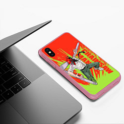 Чехол iPhone XS Max матовый Человек-бензопила : Дэндзи резня, цвет: 3D-малиновый — фото 2