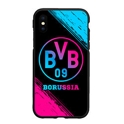 Чехол iPhone XS Max матовый Borussia - neon gradient, цвет: 3D-черный