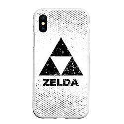 Чехол iPhone XS Max матовый Zelda с потертостями на светлом фоне, цвет: 3D-белый