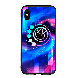 Чехол iPhone XS Max матовый Blink 182 неоновый космос, цвет: 3D-черный