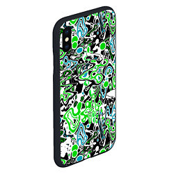 Чехол iPhone XS Max матовый Зелено-голубой абстрактный узор, цвет: 3D-черный — фото 2