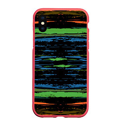 Чехол iPhone XS Max матовый Мазки цветной краской paint strokes abstract, цвет: 3D-красный