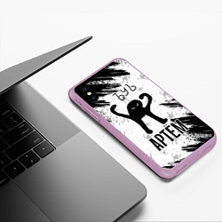 Чехол iPhone XS Max матовый Кот ъуъ Артем, цвет: 3D-сиреневый — фото 2