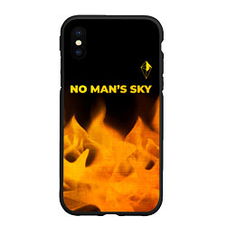 Чехол iPhone XS Max матовый No Mans Sky - gold gradient: символ сверху