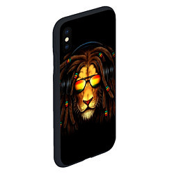 Чехол iPhone XS Max матовый Лев в наушниках с дредами, цвет: 3D-черный — фото 2