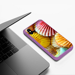 Чехол iPhone XS Max матовый Разноцветные створки океанских раковин, цвет: 3D-фиолетовый — фото 2