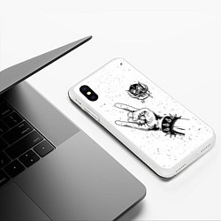 Чехол iPhone XS Max матовый Motorhead и рок символ, цвет: 3D-белый — фото 2