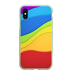 Чехол iPhone XS Max матовый Семь цветов радуги, цвет: 3D-салатовый