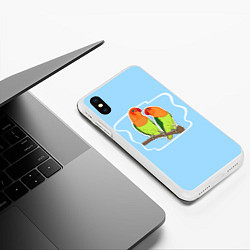 Чехол iPhone XS Max матовый Парочка попугаев Неразлучников, цвет: 3D-белый — фото 2
