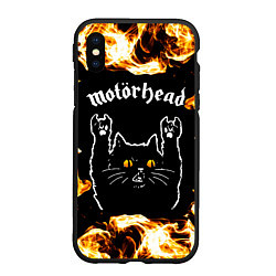 Чехол iPhone XS Max матовый Motorhead рок кот и огонь, цвет: 3D-черный