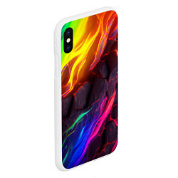 Чехол iPhone XS Max матовый Neon rainbow lava, цвет: 3D-белый — фото 2