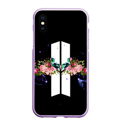 Чехол iPhone XS Max матовый BTS Flowers In Space, цвет: 3D-сиреневый