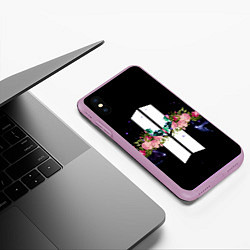Чехол iPhone XS Max матовый BTS Flowers In Space, цвет: 3D-сиреневый — фото 2