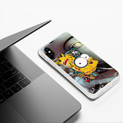 Чехол iPhone XS Max матовый Башка Барта Симпсона - Robopunk, цвет: 3D-белый — фото 2