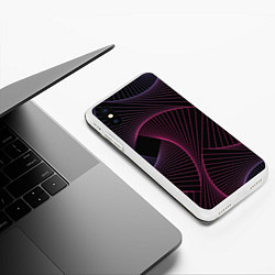 Чехол iPhone XS Max матовый Неоновые волны градиент, цвет: 3D-белый — фото 2