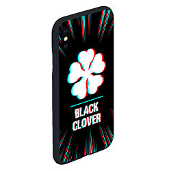 Чехол iPhone XS Max матовый Символ Black Clover в стиле glitch на темном фоне, цвет: 3D-черный — фото 2