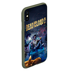 Чехол iPhone XS Max матовый Dead island 2 герой в ночи, цвет: 3D-темно-зеленый — фото 2