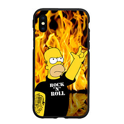 Чехол iPhone XS Max матовый Homer Simpson - Rock n Roll!, цвет: 3D-черный