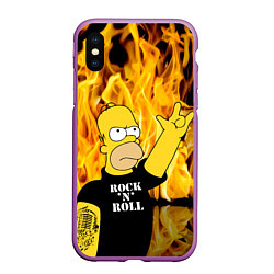 Чехол iPhone XS Max матовый Homer Simpson - Rock n Roll!, цвет: 3D-фиолетовый