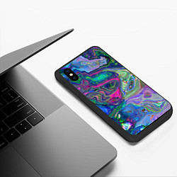 Чехол iPhone XS Max матовый Цветные волновые разводы, цвет: 3D-черный — фото 2