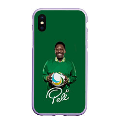 Чехол iPhone XS Max матовый Пеле PELE легенда футбола, цвет: 3D-светло-сиреневый